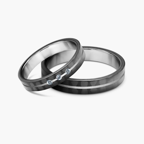 Obrączki ślubne: carbon, tytan, płaskie, 4 mm